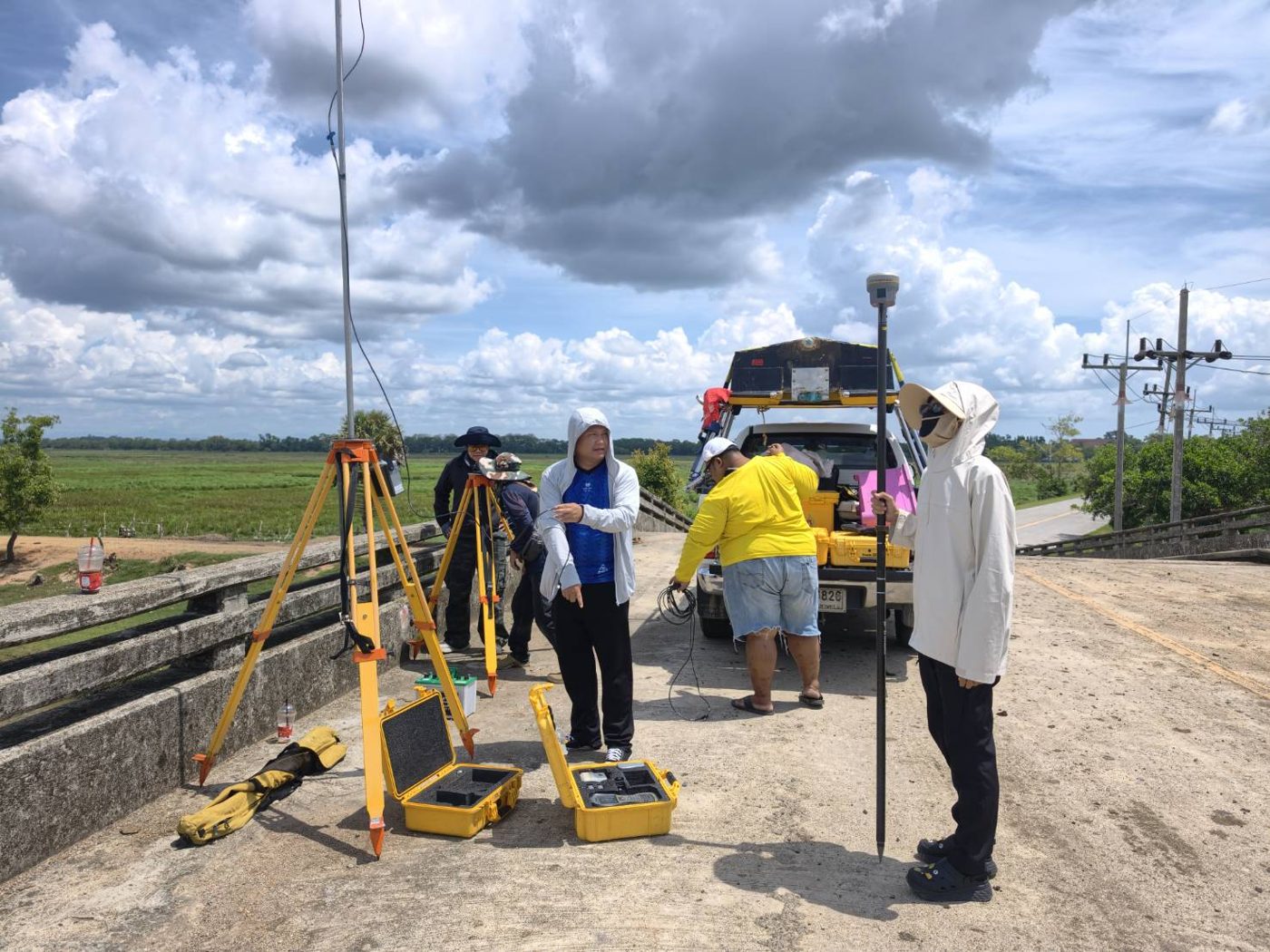 ตั้งสถานีฐาน GNSS ข้างทุ่งนา